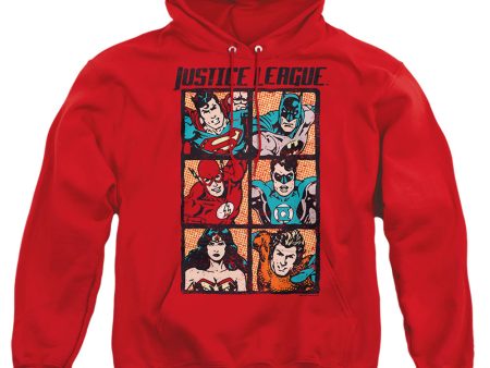 JUSTICE LEAGUE OF AMERICA : ROUGH PANELS ADULT PULL OVER HOODIE Red MD Online Hot Sale