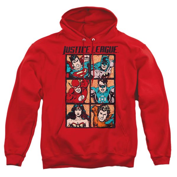 JUSTICE LEAGUE OF AMERICA : ROUGH PANELS ADULT PULL OVER HOODIE Red MD Online Hot Sale