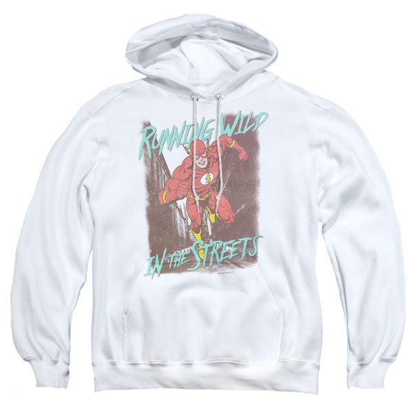 JUSTICE LEAGUE OF AMERICA : RUNNING WILD ADULT PULL OVER HOODIE White 2X Discount